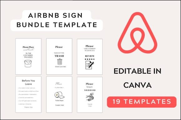 19 Printable Airbnb Sign Bundle Template: A Must-Have for Every Superhost