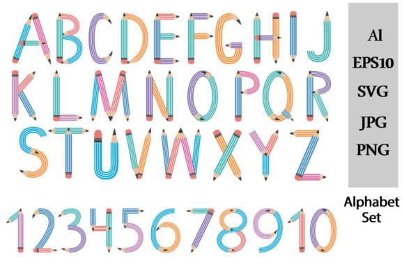 Alphabet, Letters and Numbers from Svg for Creative School Education